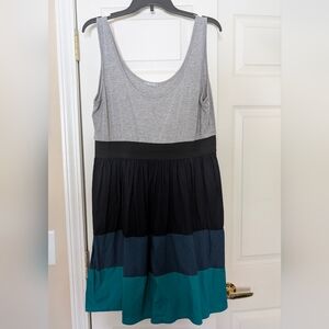 Gray and Blue Colorblock Dress